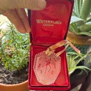 Waterford 1994 Crystal Piper Piping Ornament with Ribbon